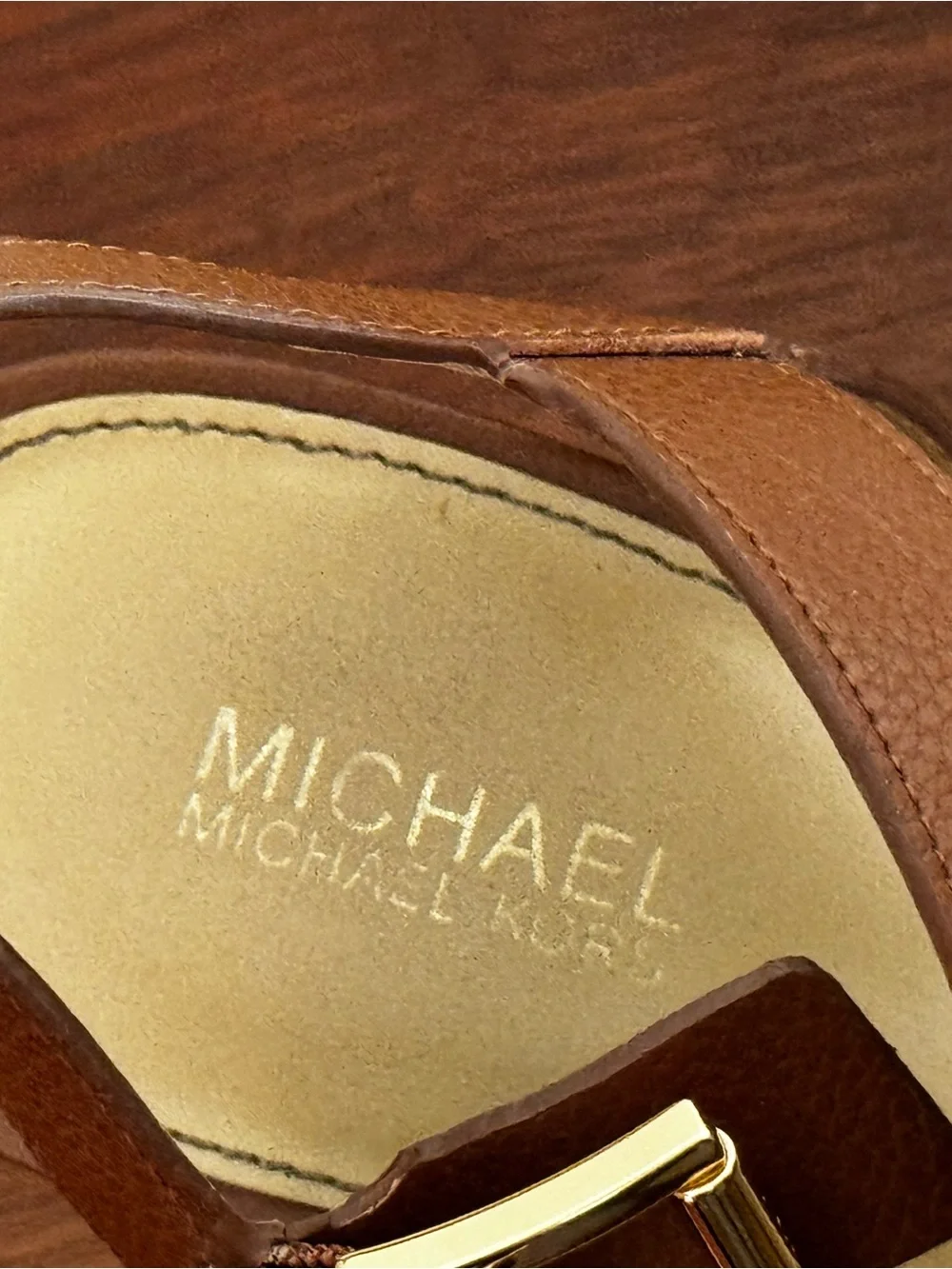 Michael Kors Brown Leather Platform Block Heel Sandals